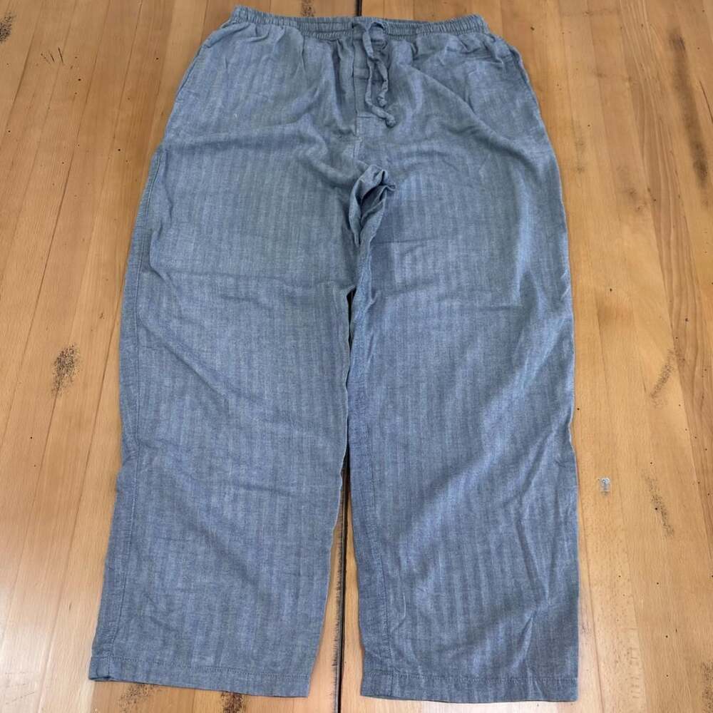 Nautica Sleepwear Pants Size M Grey Herringbone Cotton Drawstring Lounge